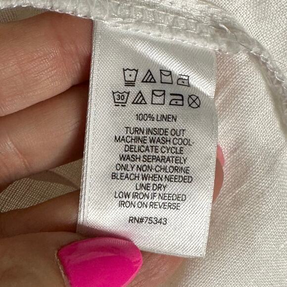 NWT Cynthia Rowley White Linen Sleeveless Wrap Tie Blouse – Size XL - Picture 7 of 9